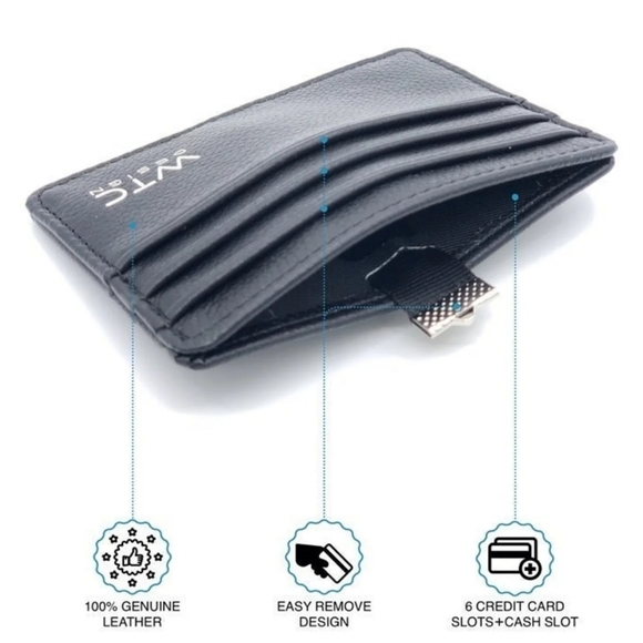 Front Pocket Slim Cardholder Leather Wallet - Picture 6 of 7